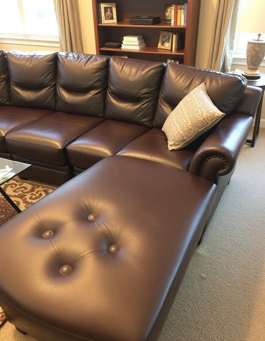 Leather sectional with chaise lounge extension