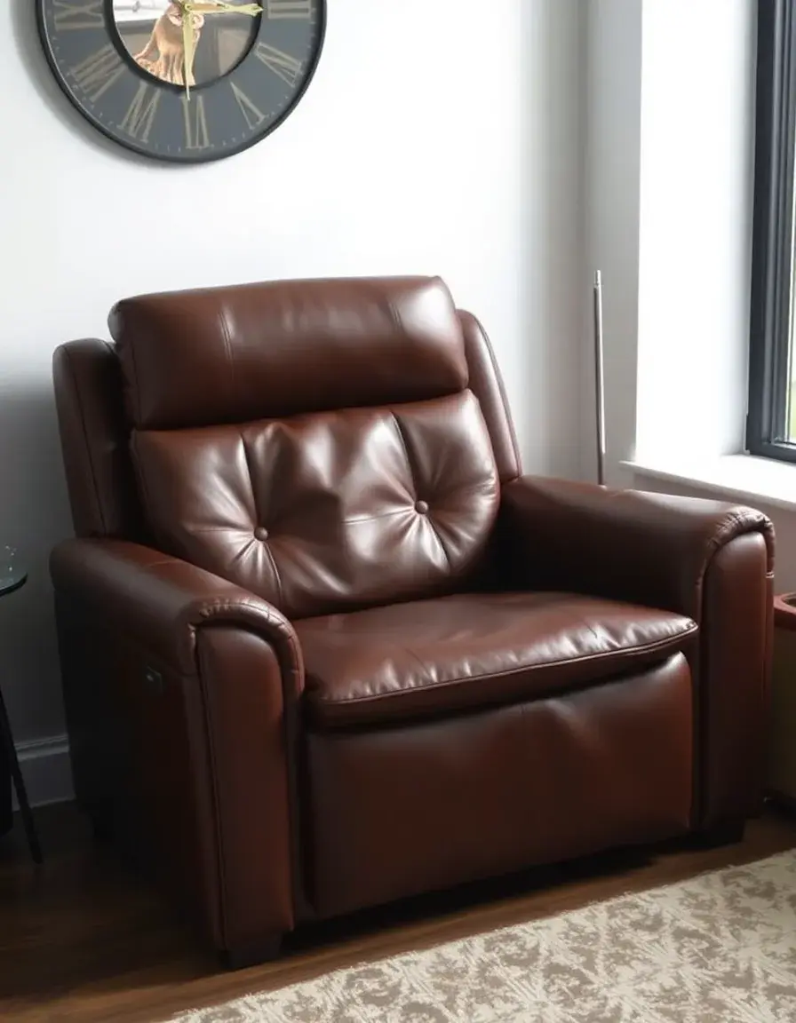 Small space leather settee recliner
