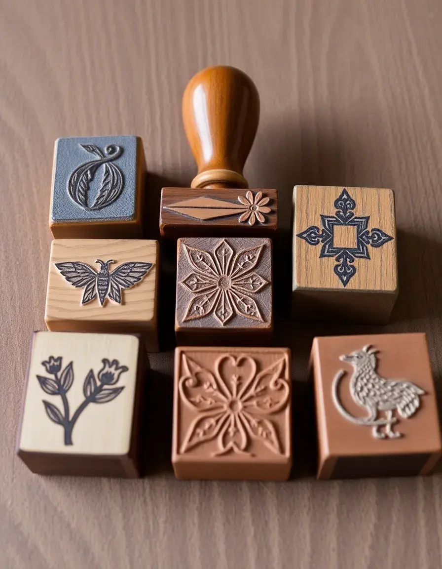Set of decorative leather stamps