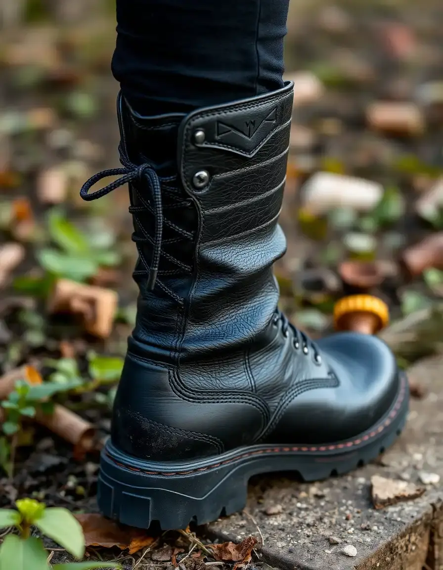 Work black leather boots with steel toe