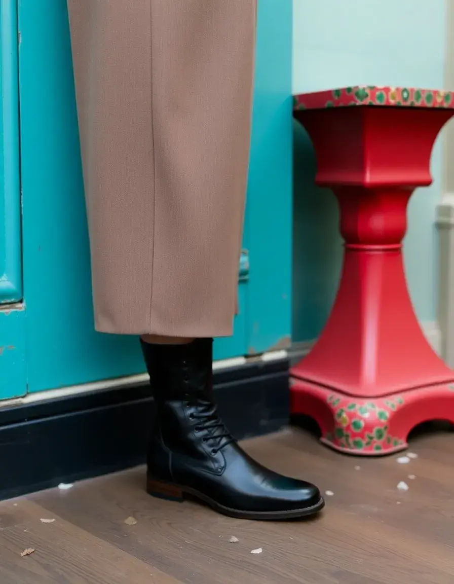 Dress black leather boots formal