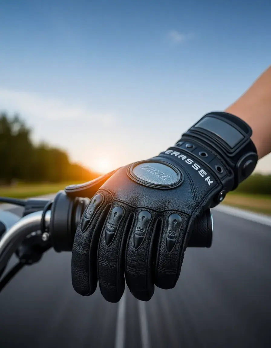 Motorcycle leather gloves