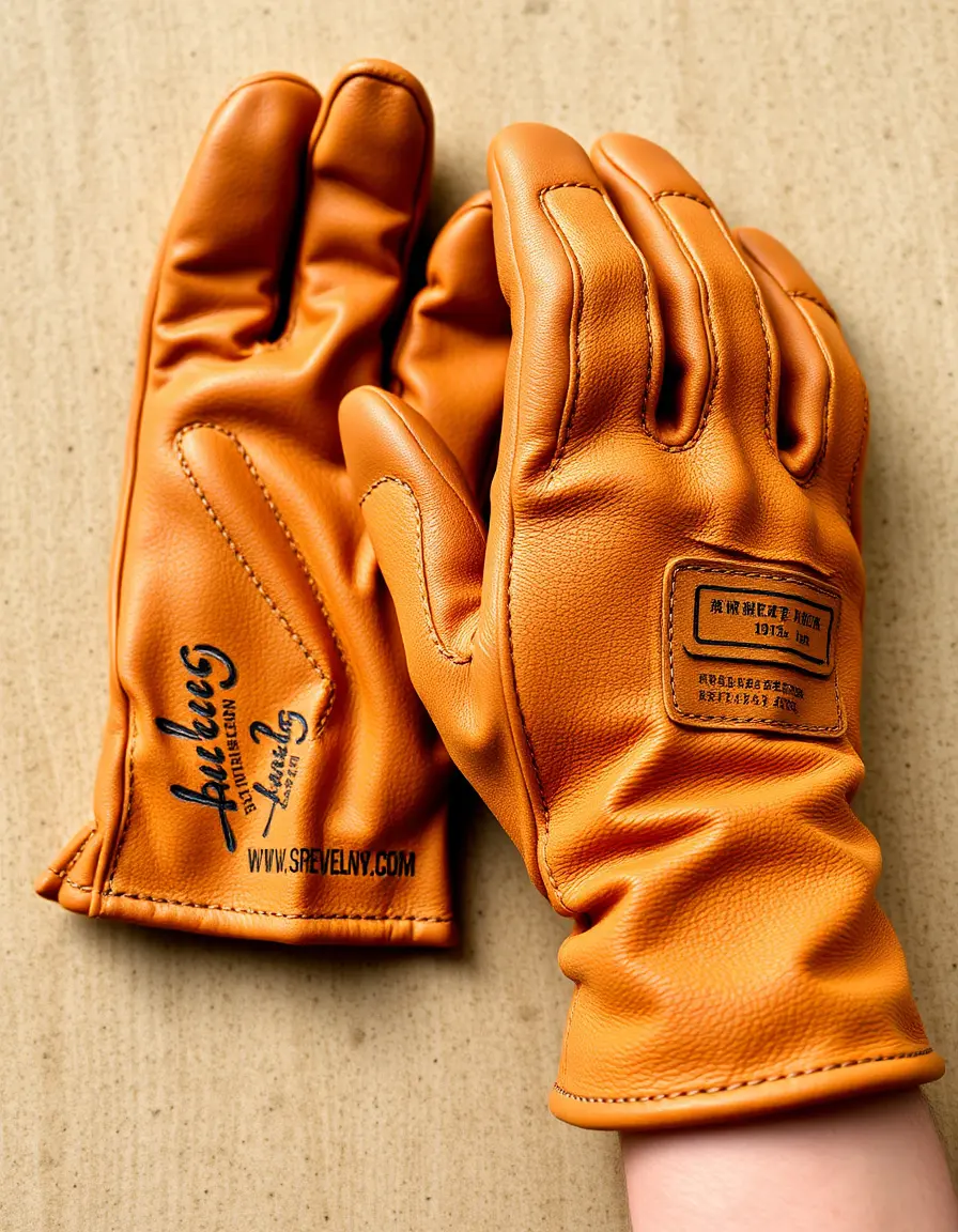Tan work leather gloves