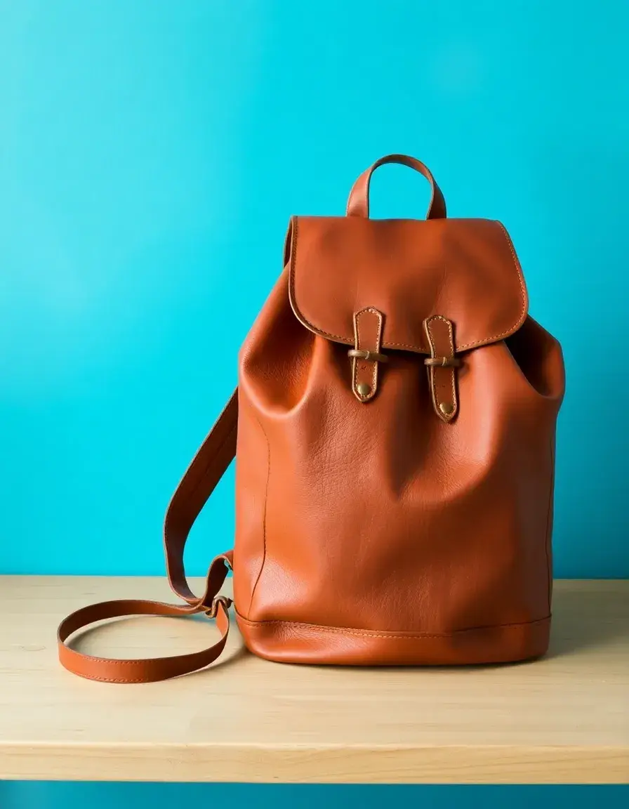 Brown leather rucksack vintage style