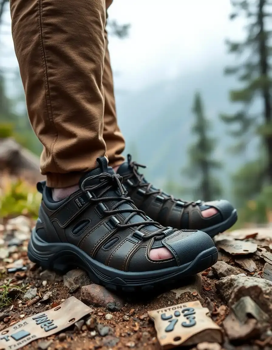 Hiking leather sandals waterproof with rugged sole
