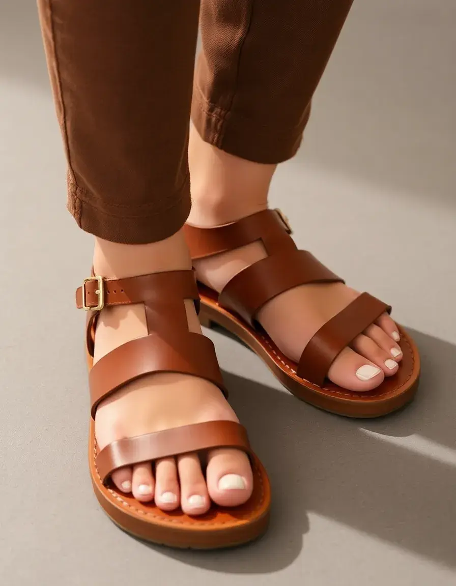 Wide fit leather sandals for men with broader feet