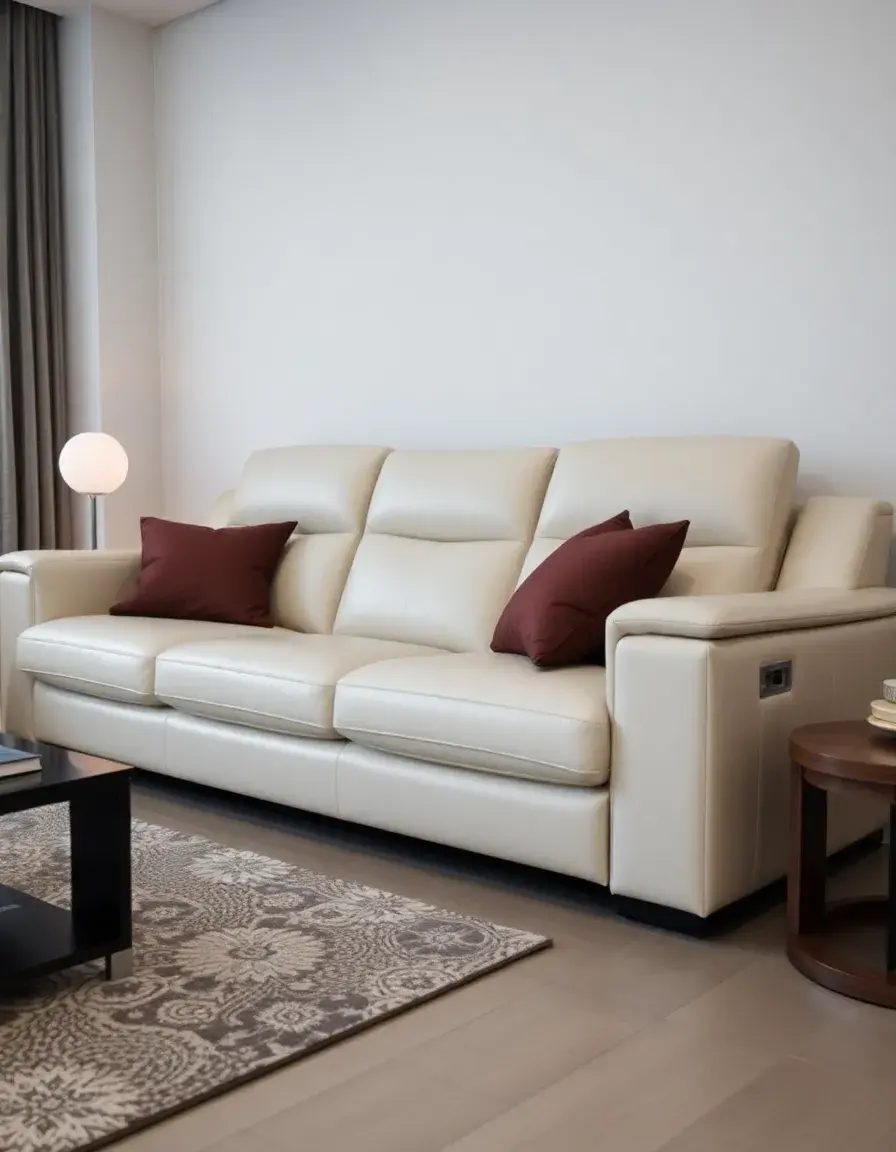 Sleek modern reclining leather sofa