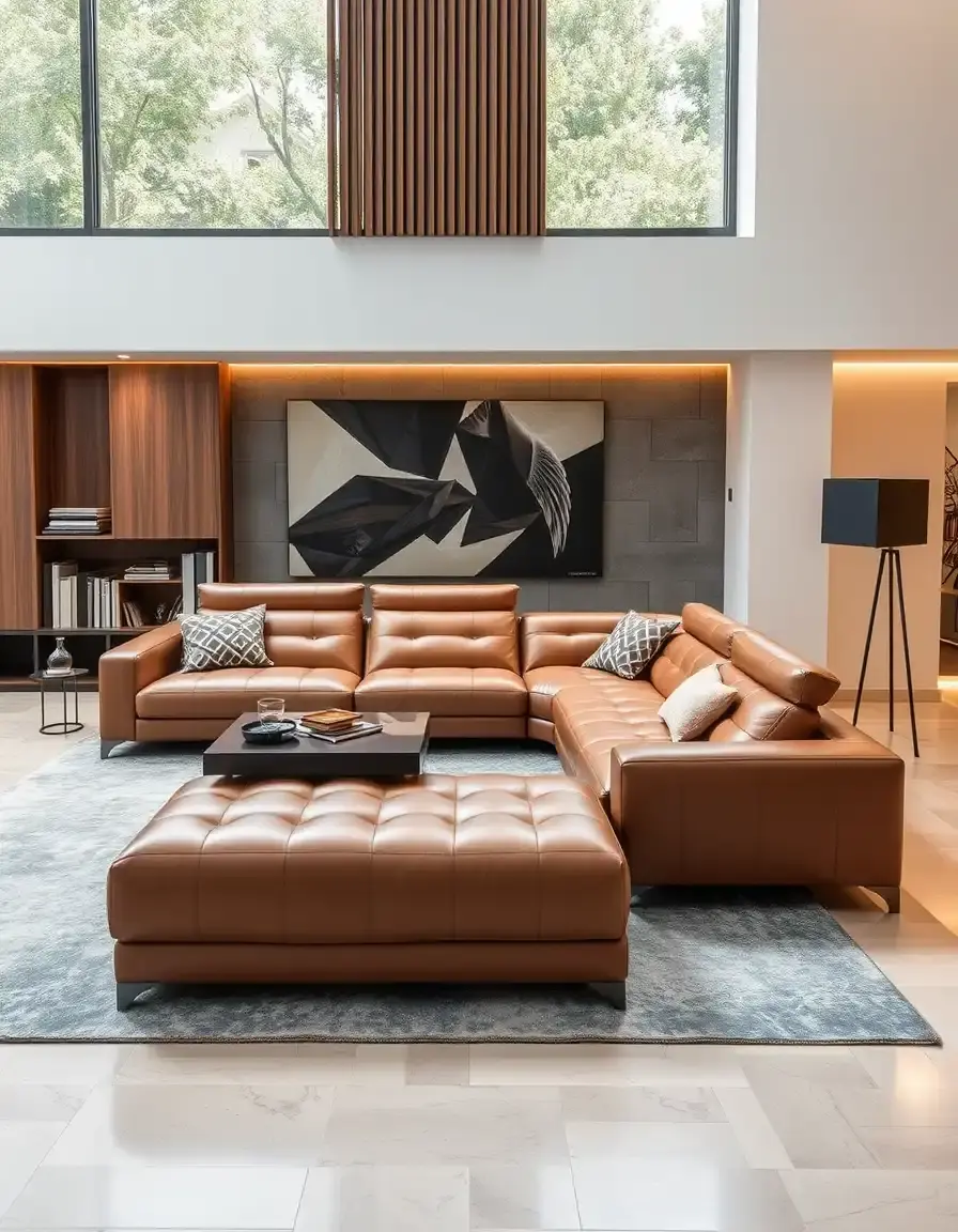 L-shaped modern leather sofa