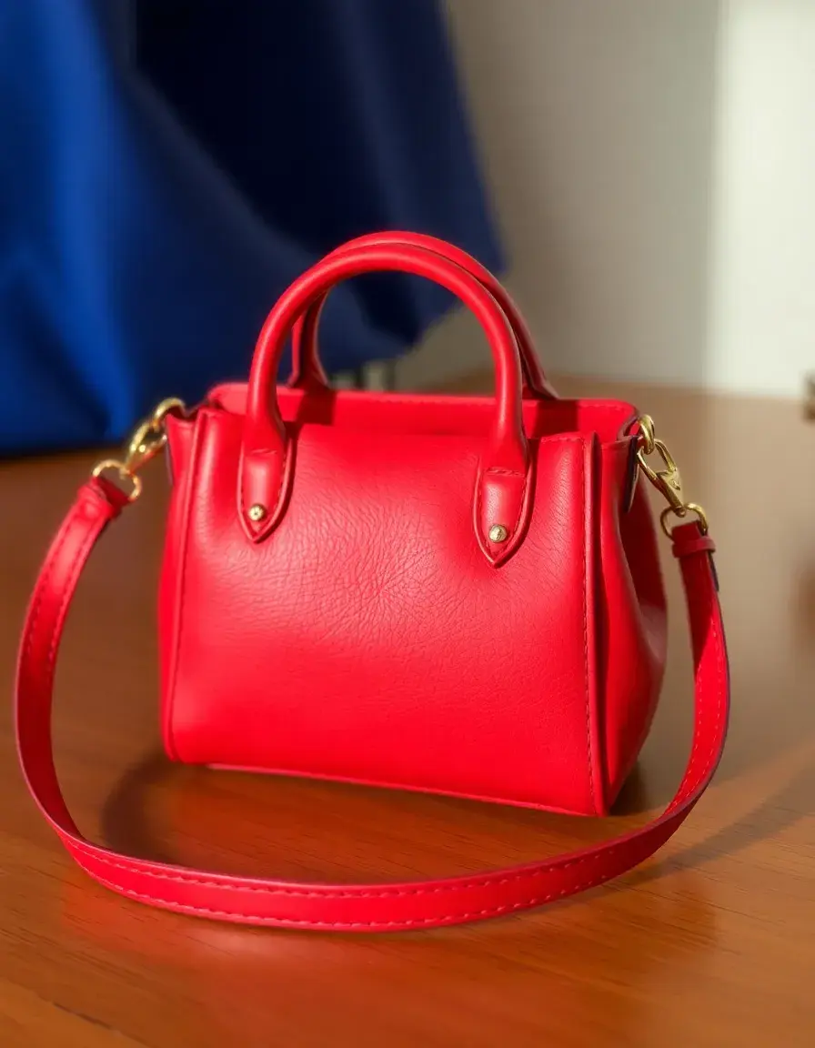 Mini red leather purse