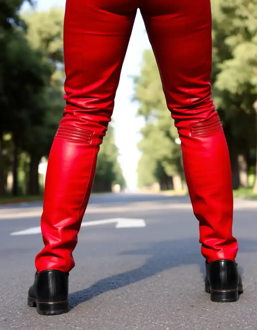 Motorcycle red leather pants