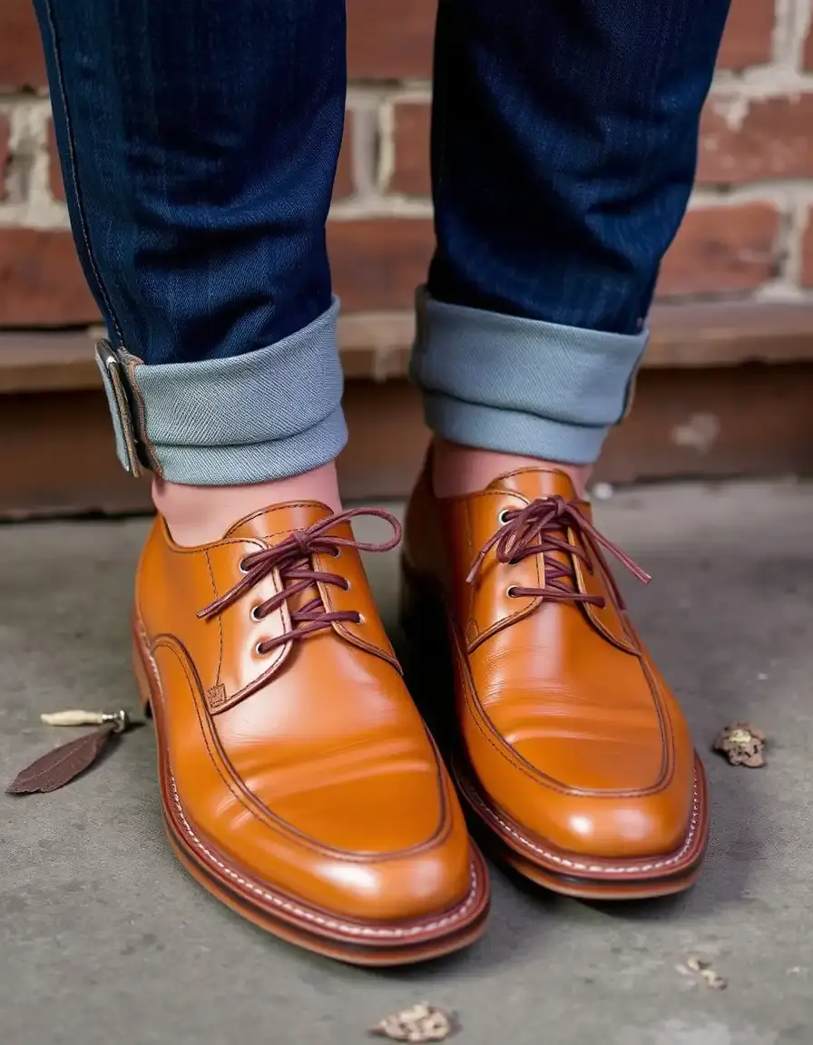 Tan saffiano leather shoes