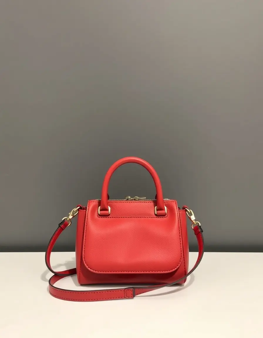 Mini red leather shoulder bag