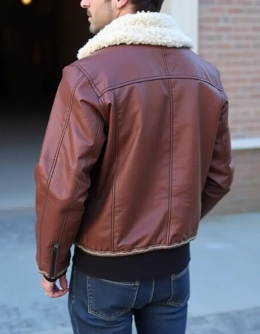Aviator sheepskin leather jacket