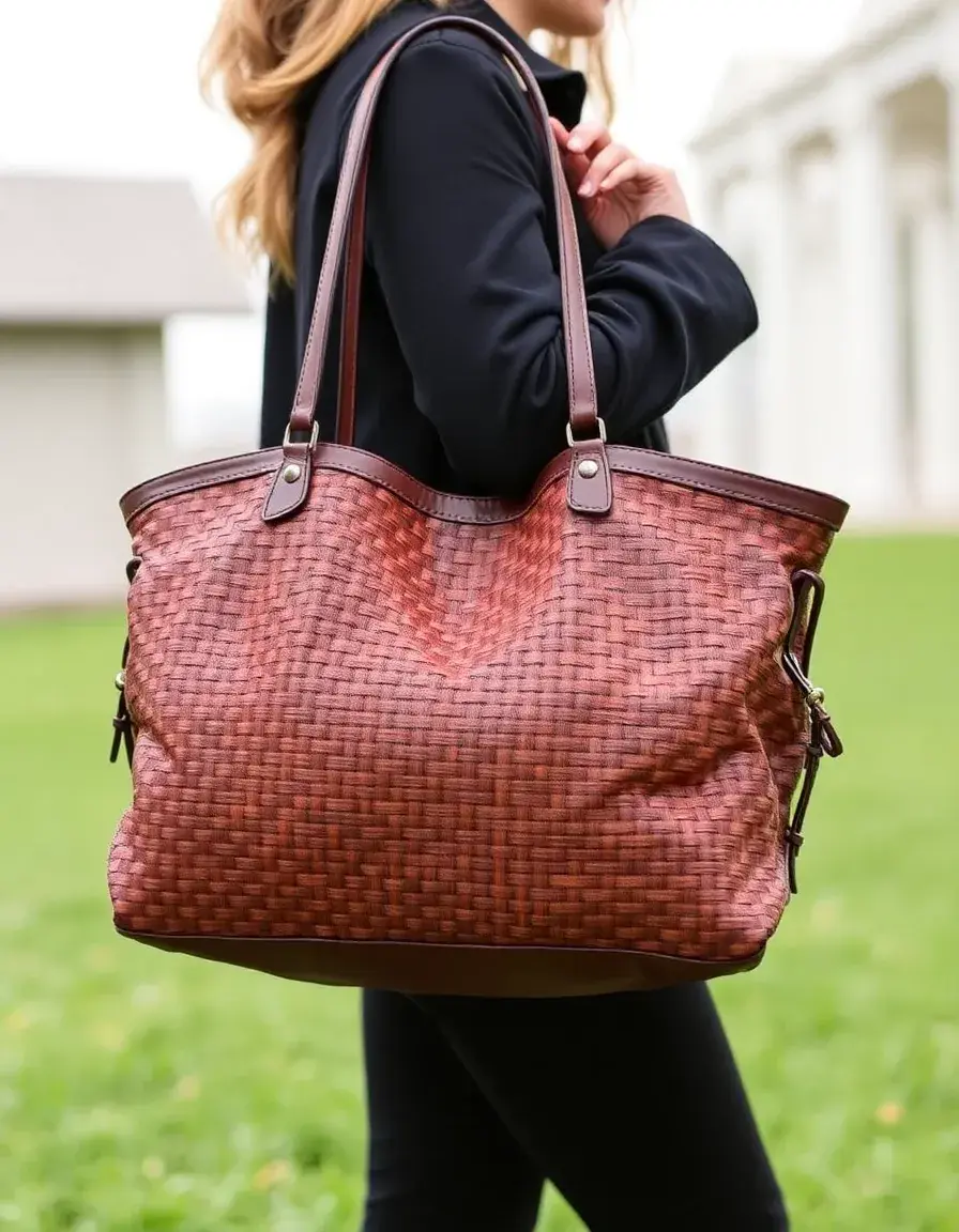 Large capacity woven leather bag