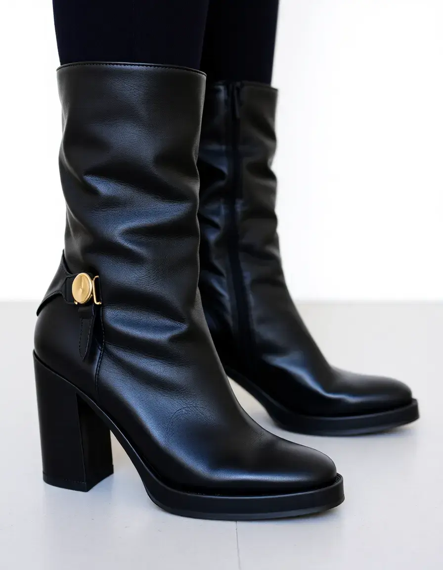 Black leather ankle boots for everyday wear