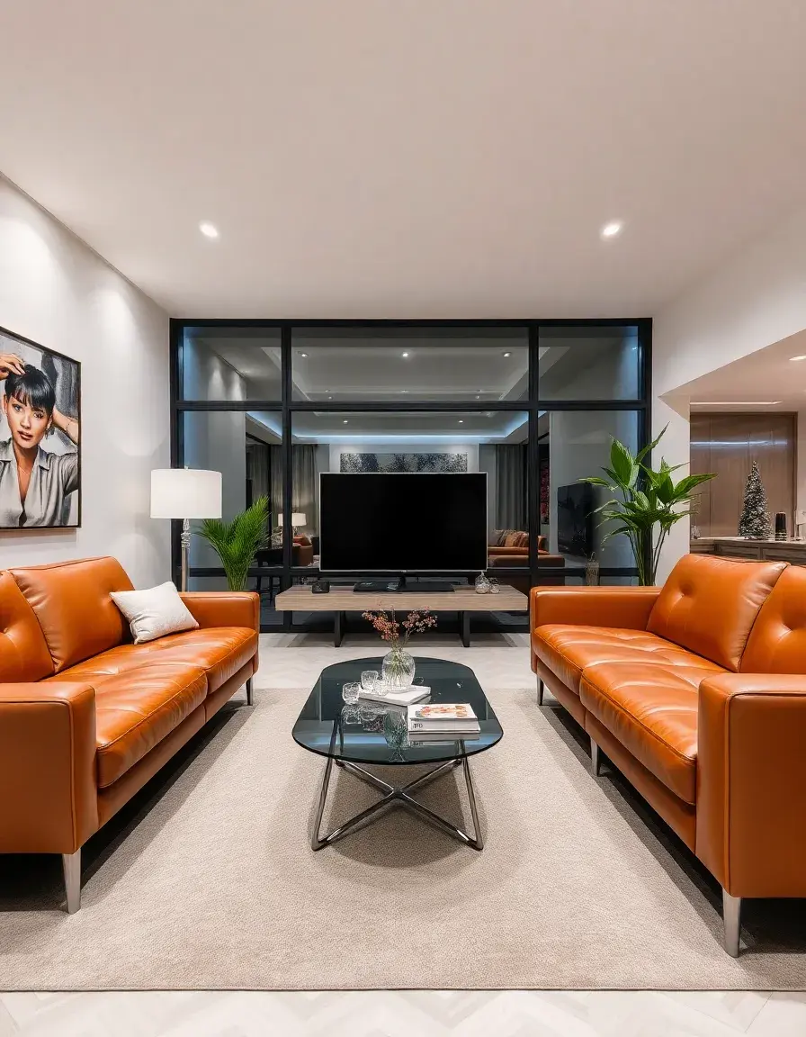 Modern brown leather lounge sofa