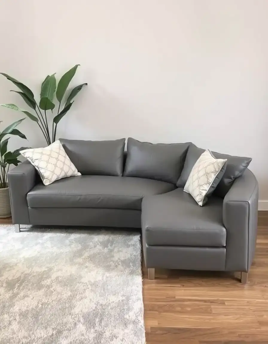 Gray chaise leather lounge