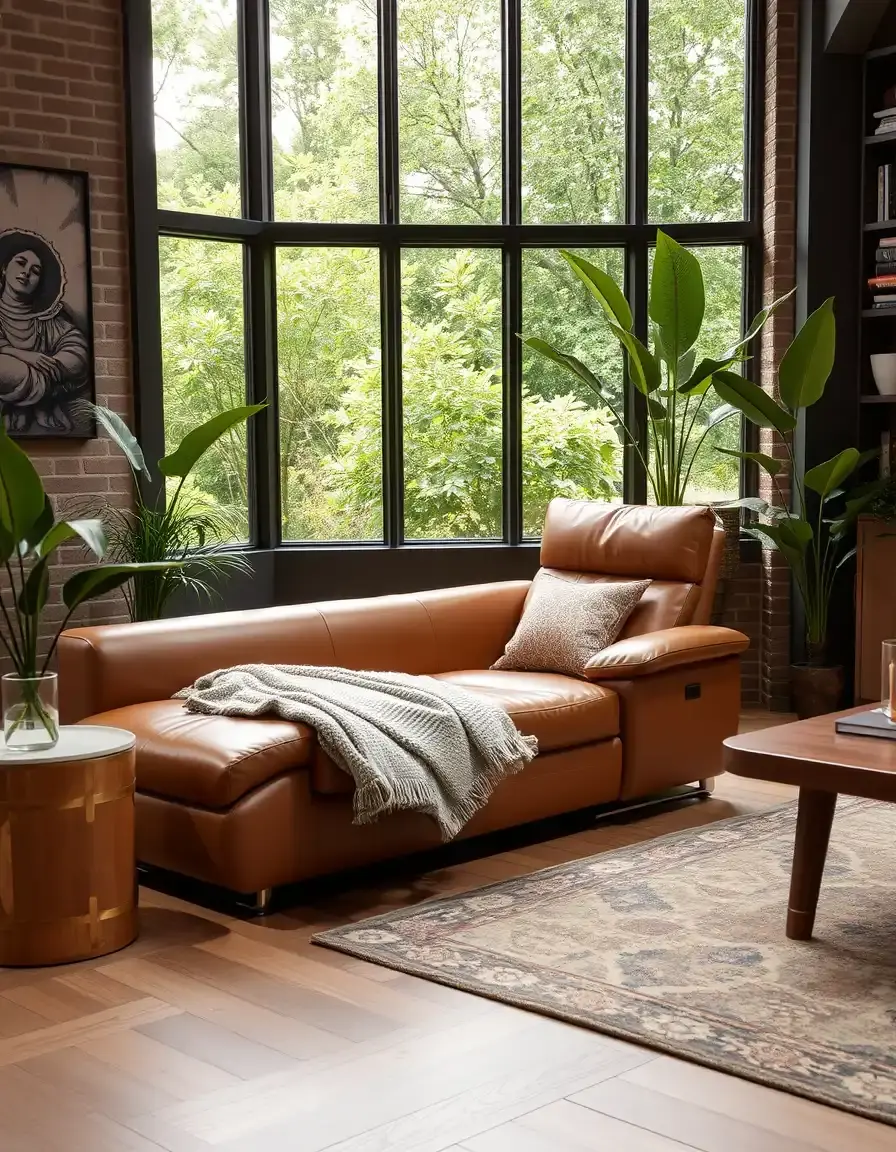 Reclining tan leather lounge