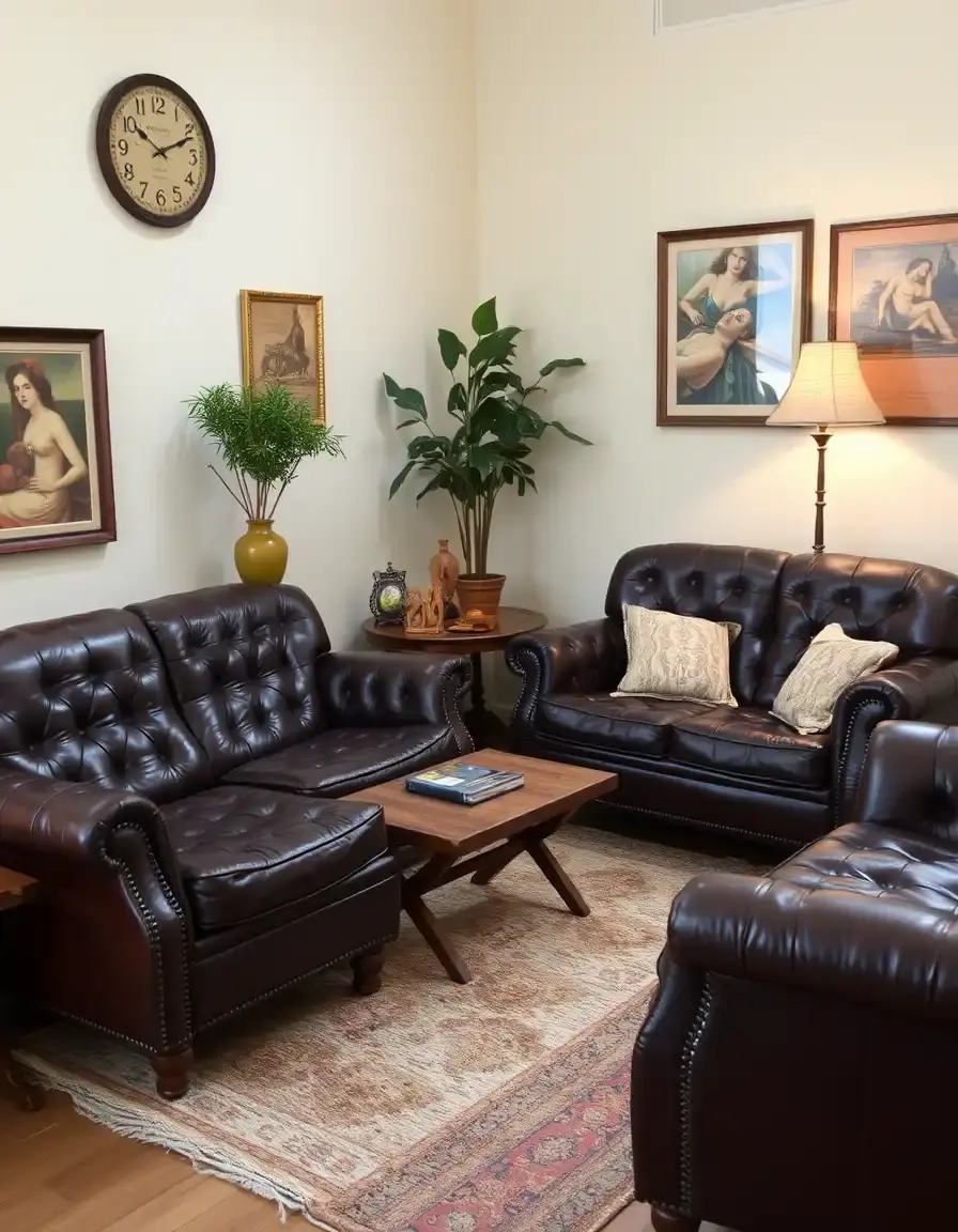 Vintage leather lounge set
