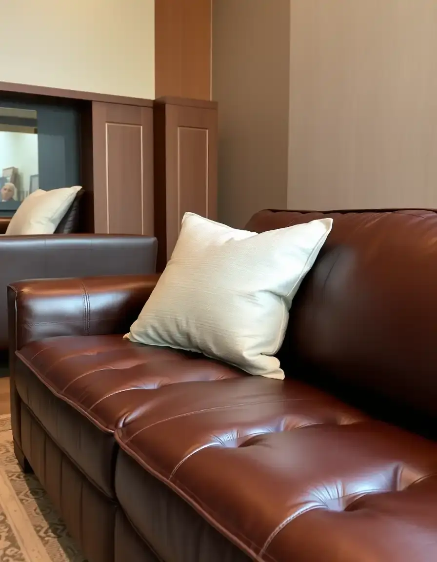Luxury leather lounge with cushions