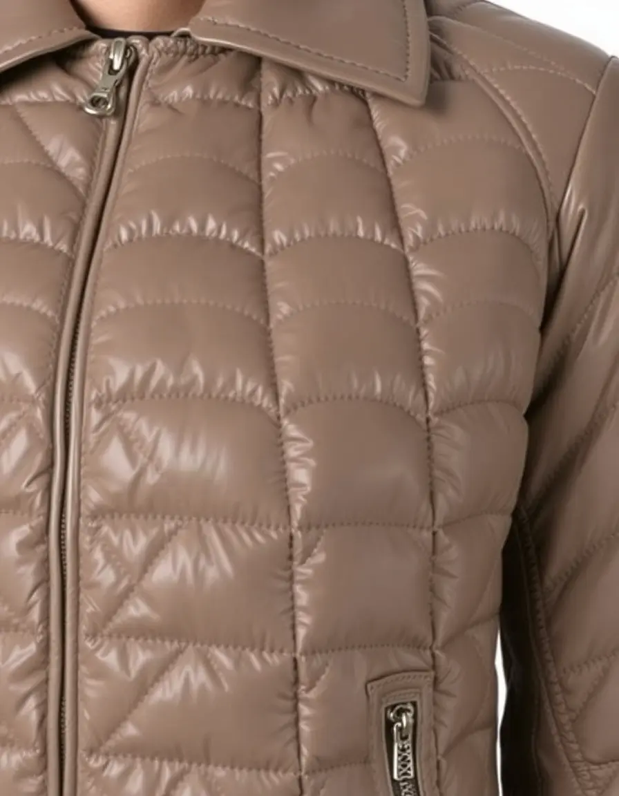 Quilted leather jacket detailing