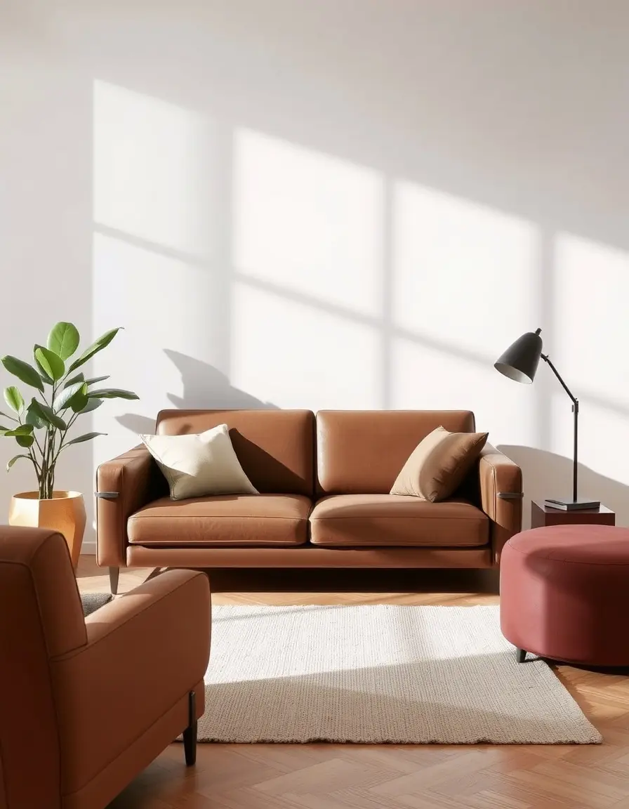 Modern minimalist two seater leather sofa
