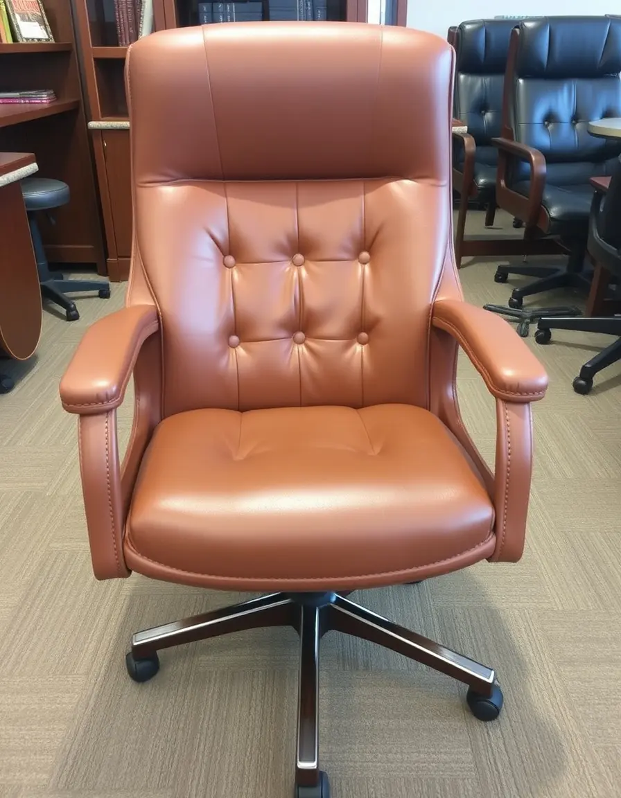 Leather executive office chair, swivel design