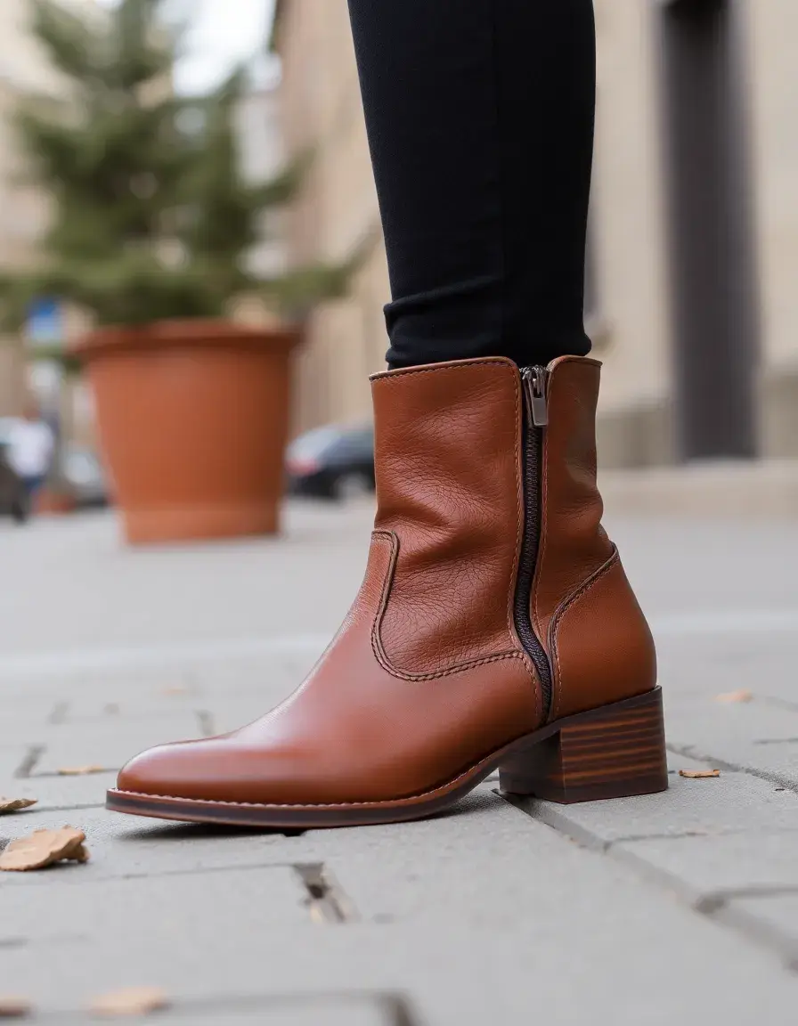 Women's Brown Leather Ankle Boots