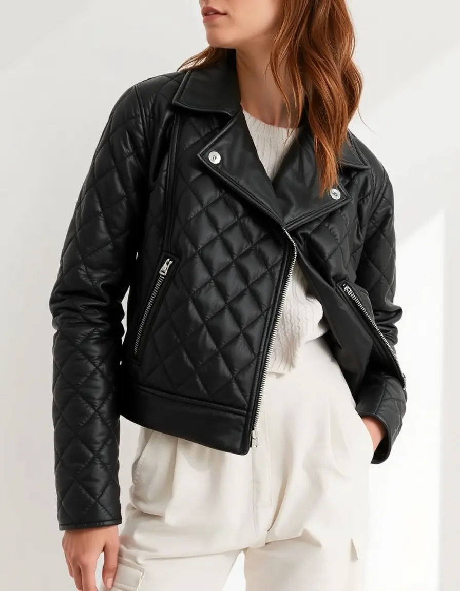 Quilted faux leather jacket