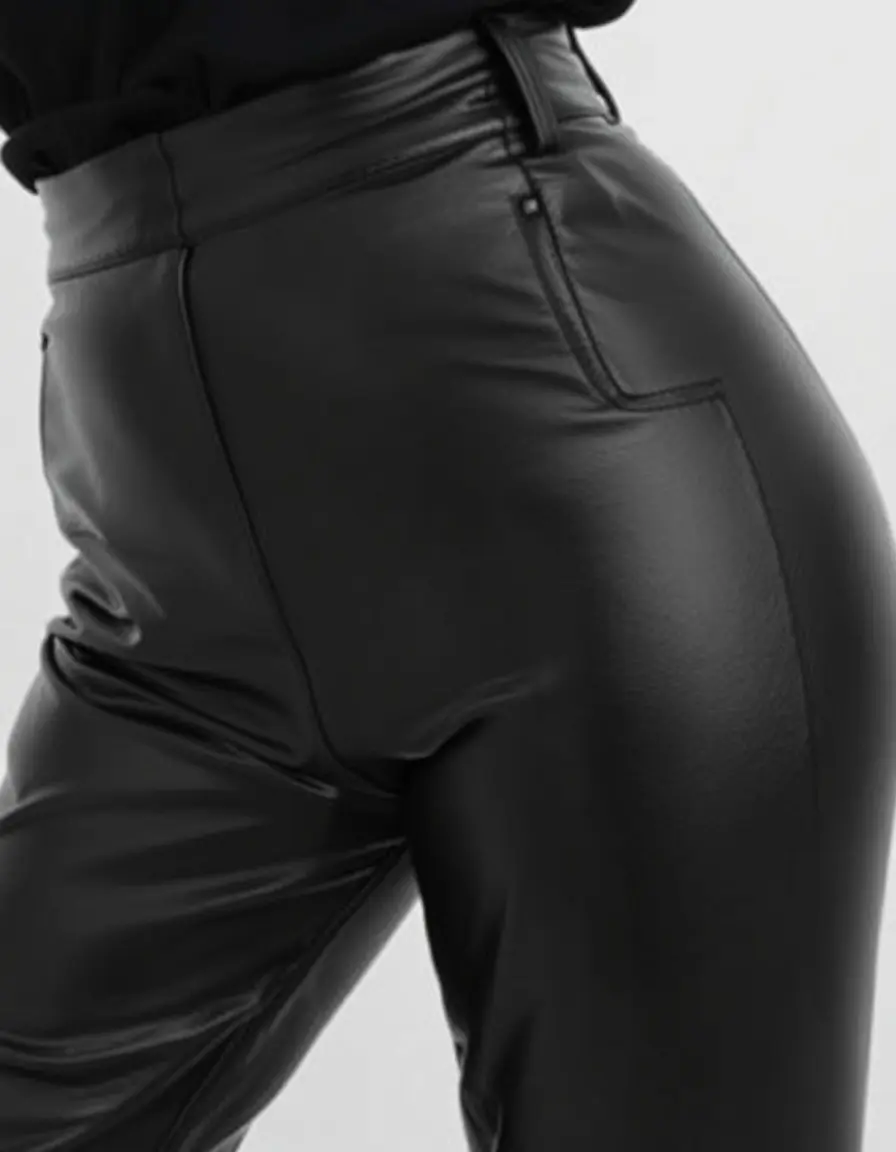 High waist faux leather trousers in a modern cut
