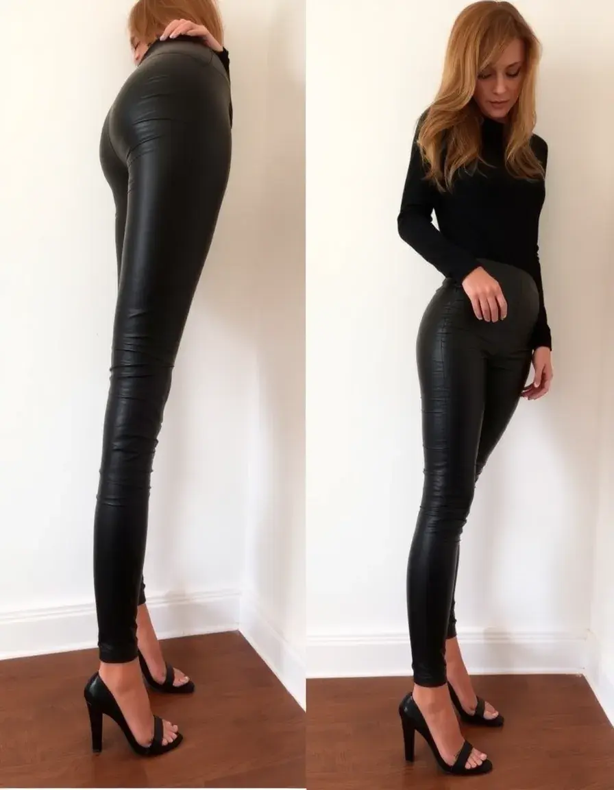 Faux leather leggings with a slight sheen