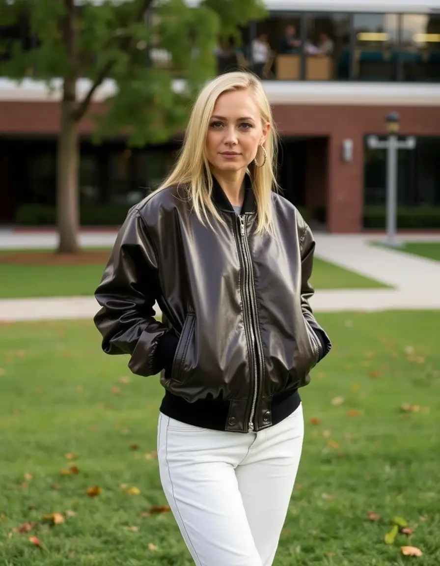 Oversized leather bomber