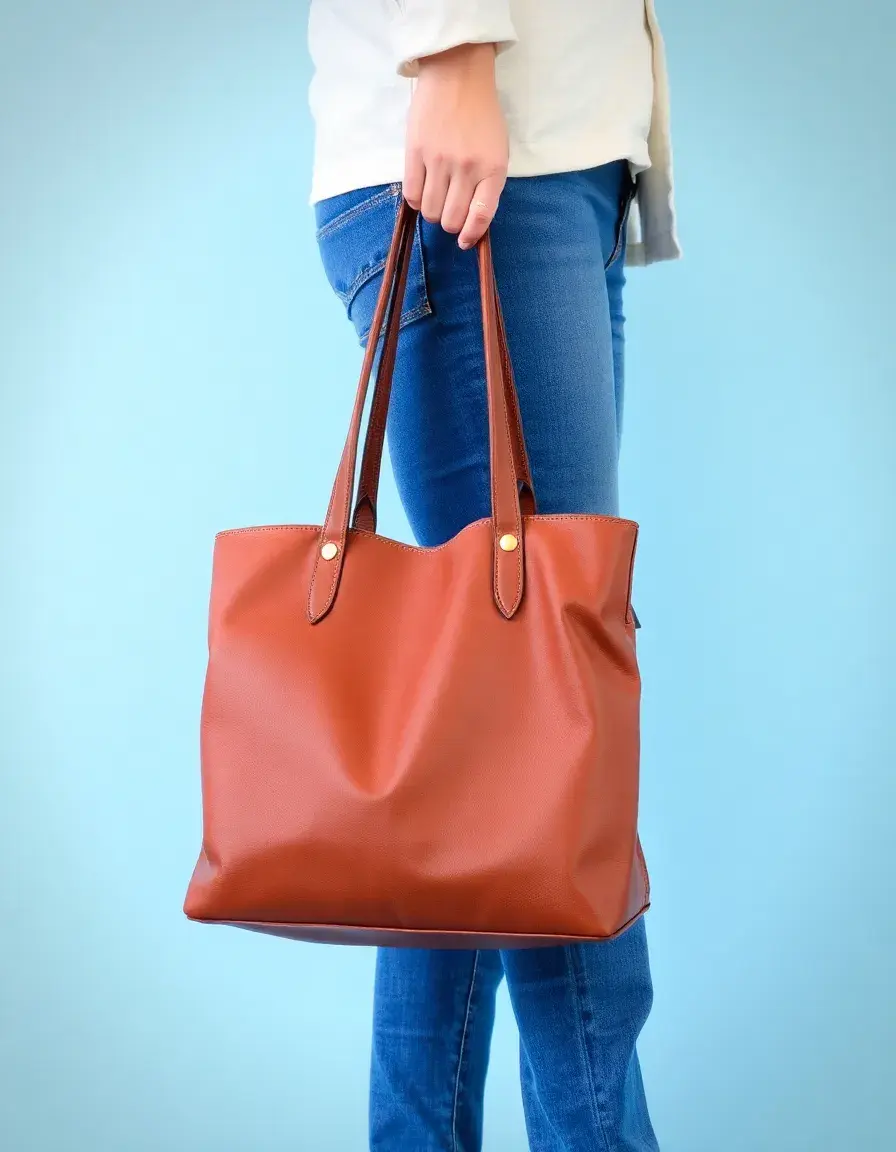 Genuine leather bag in a classic tan finish