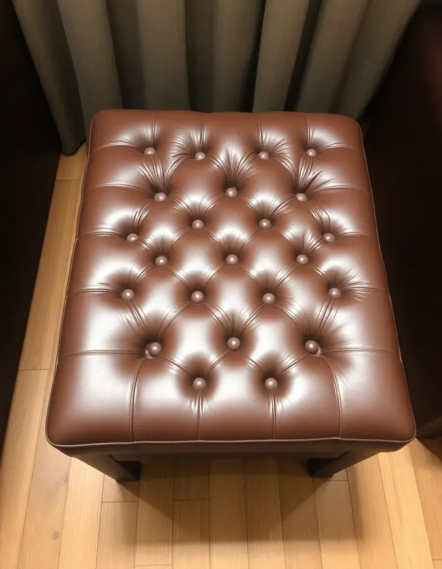 Tufted leather ottoman with button details