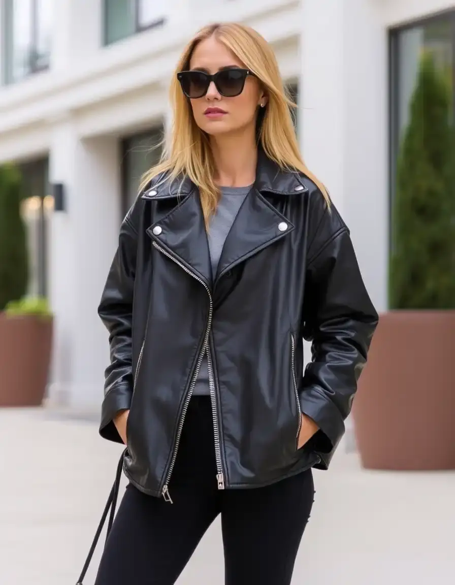 Oversized leather jacket