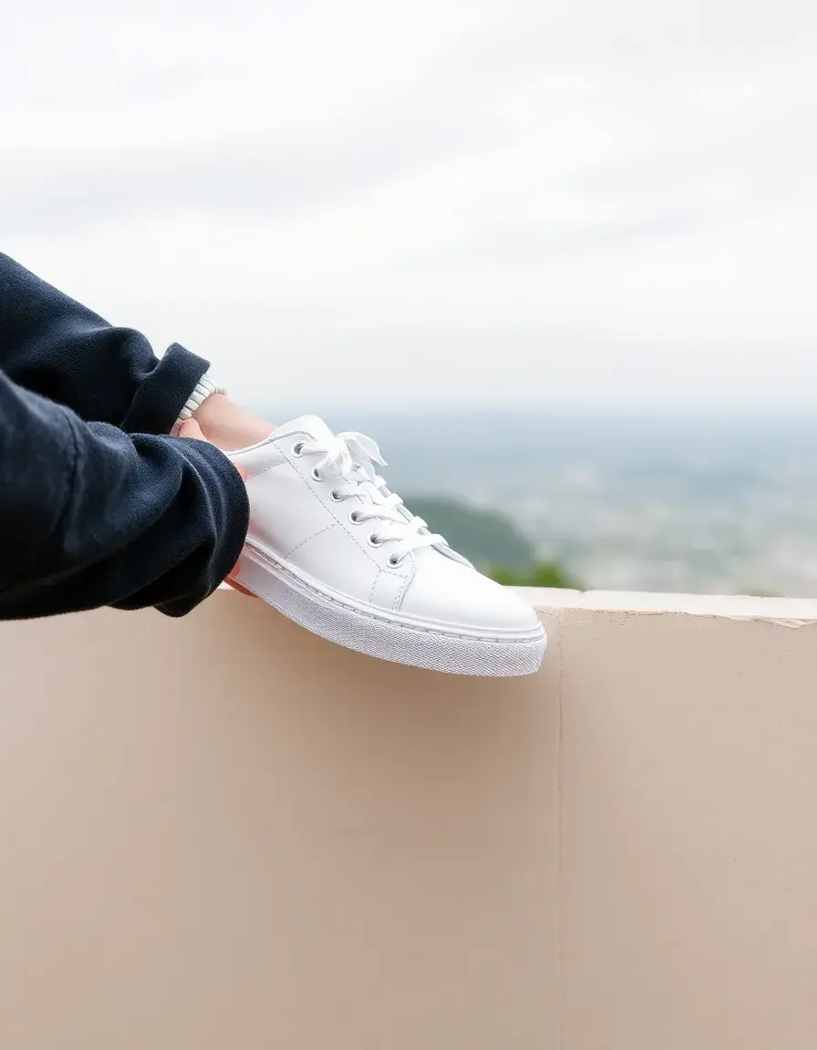 White leather trainers clean look