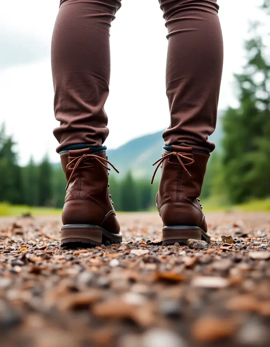 Brown hiking leather boots for men