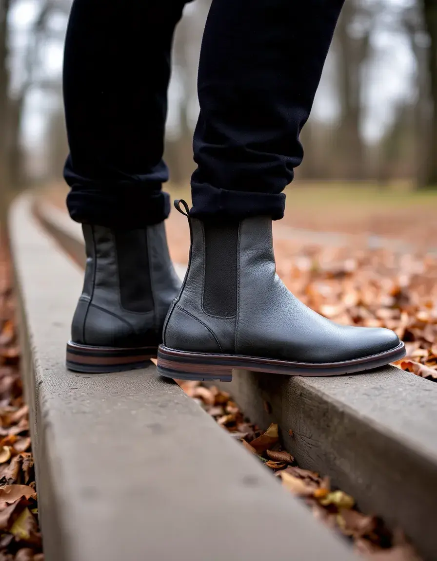 Gray chelsea leather boots sleek style