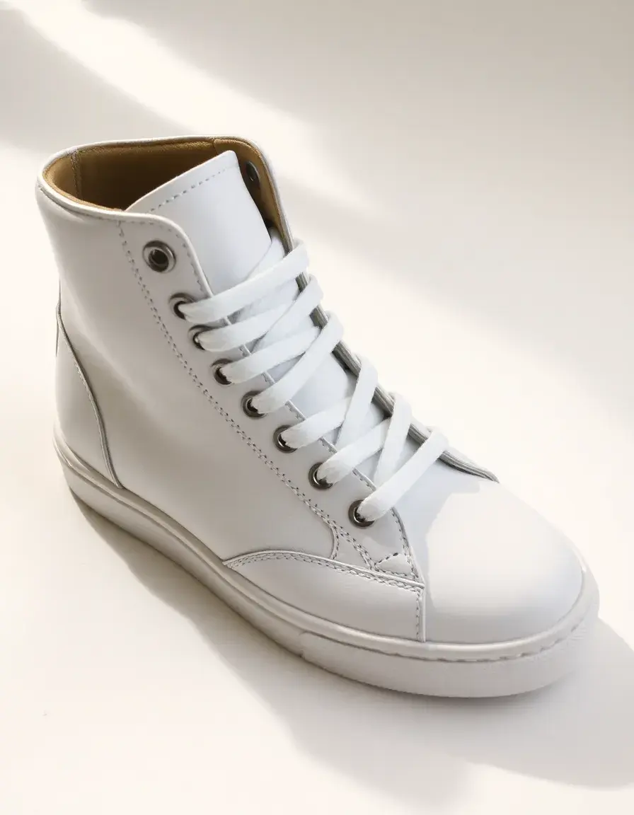 White Leather High Top Sneakers