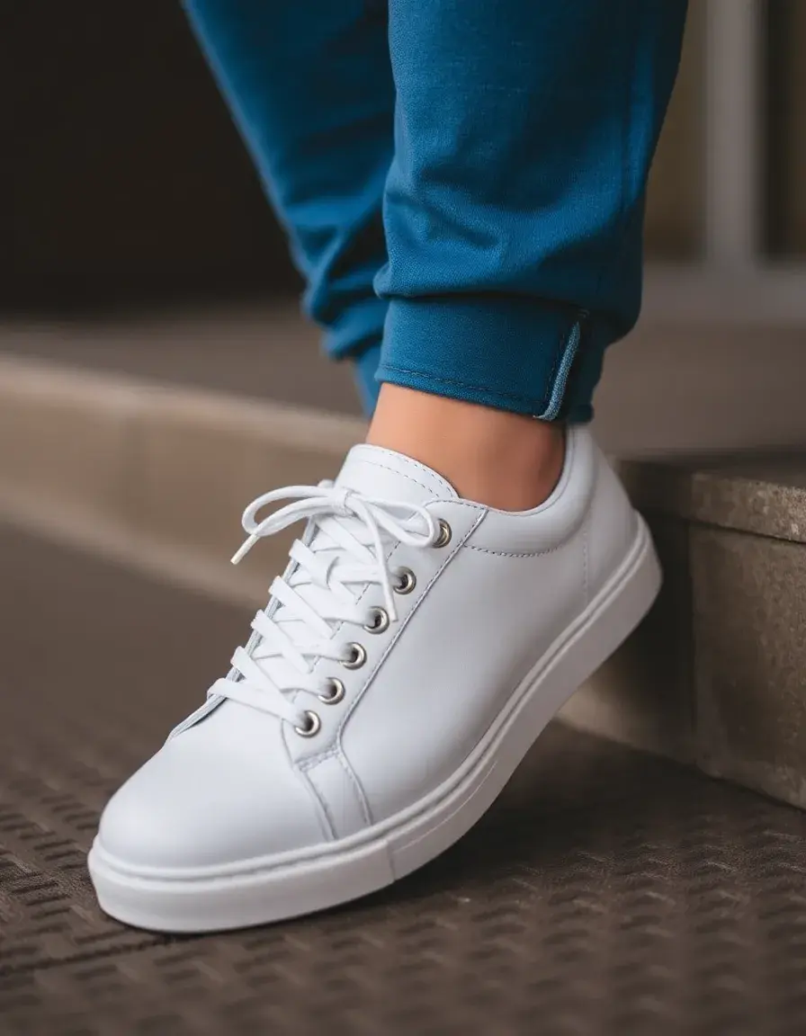 White Leather Fashion Trainers