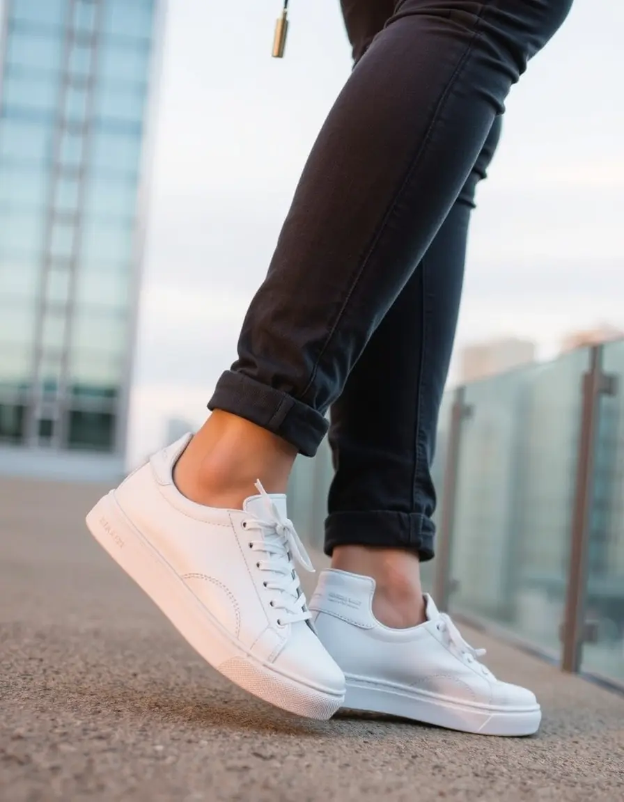 White Leather Casual Trainers