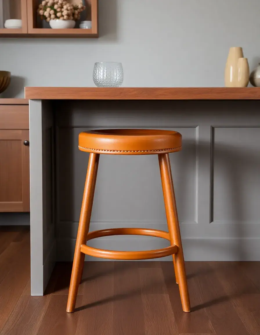 Tan leather counter stool