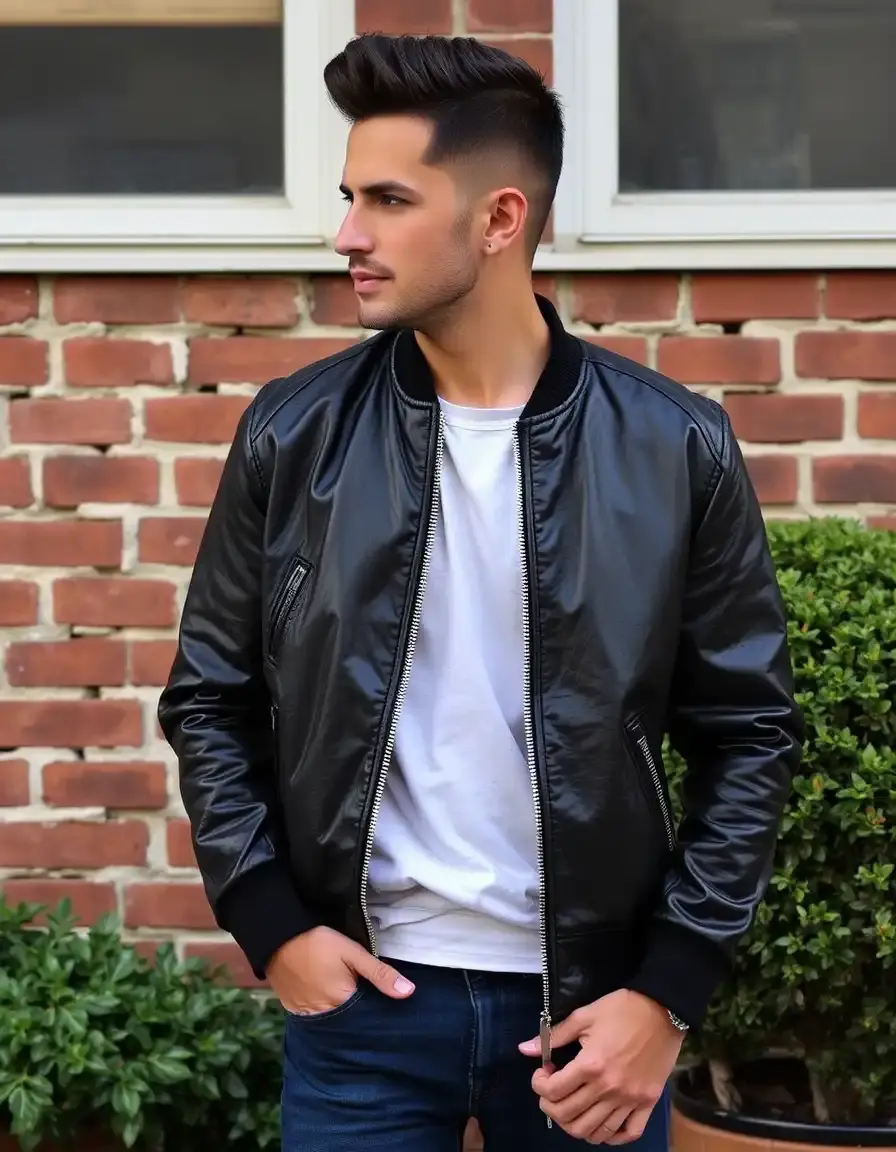 Black bomber leather jacket for women