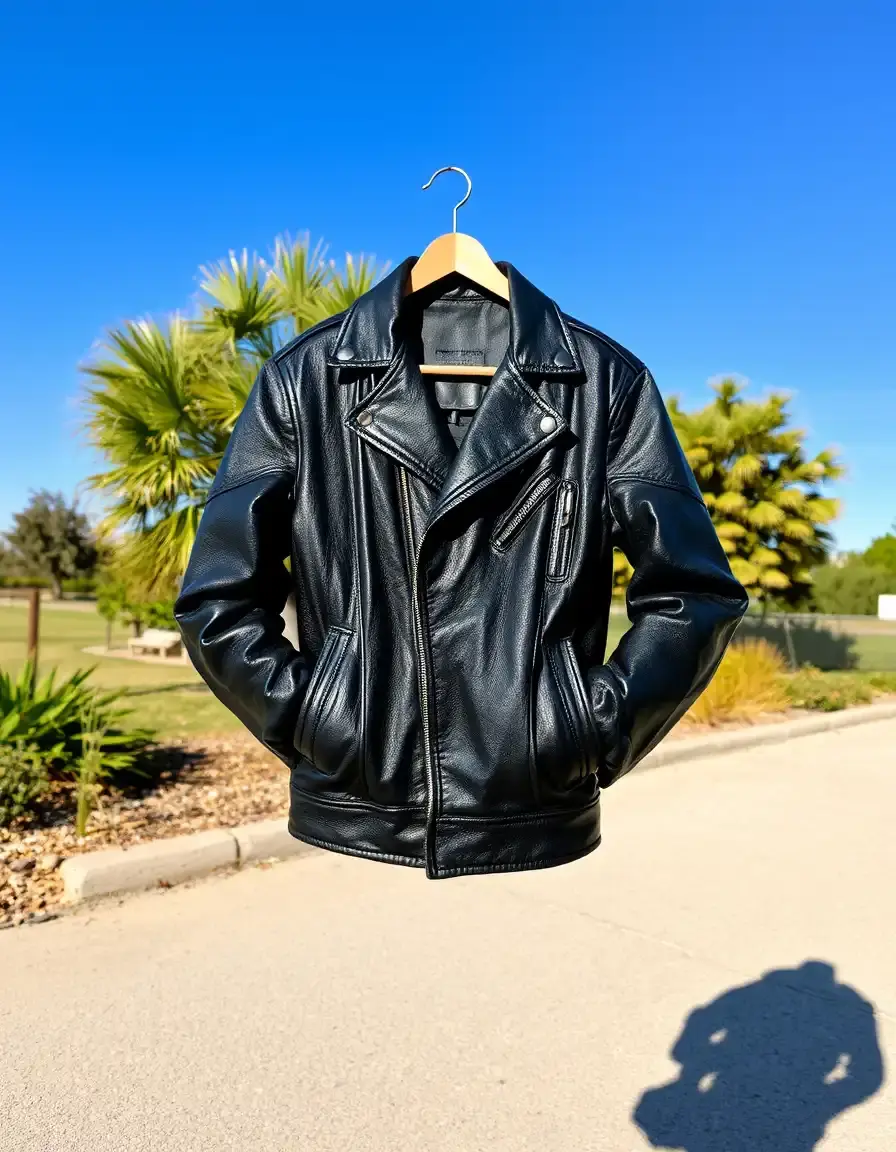 Black vintage leather jacket style
