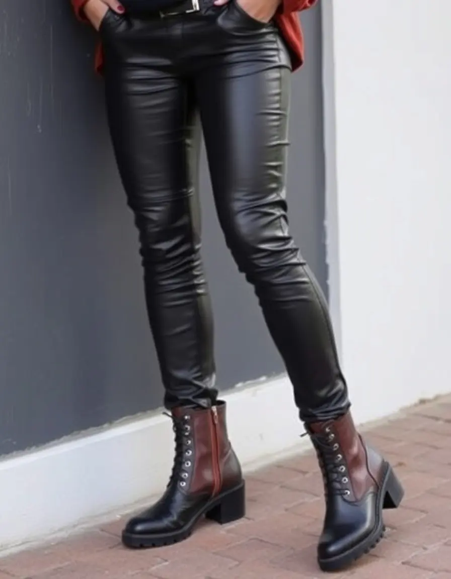 Classic leather pants paired perfectly with leather boots
