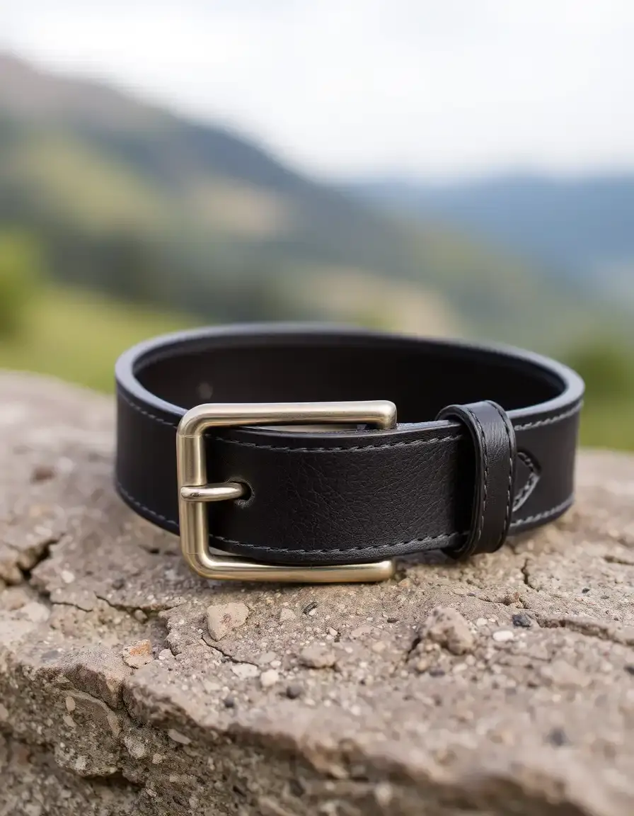 Elegant women's black leather waist belt