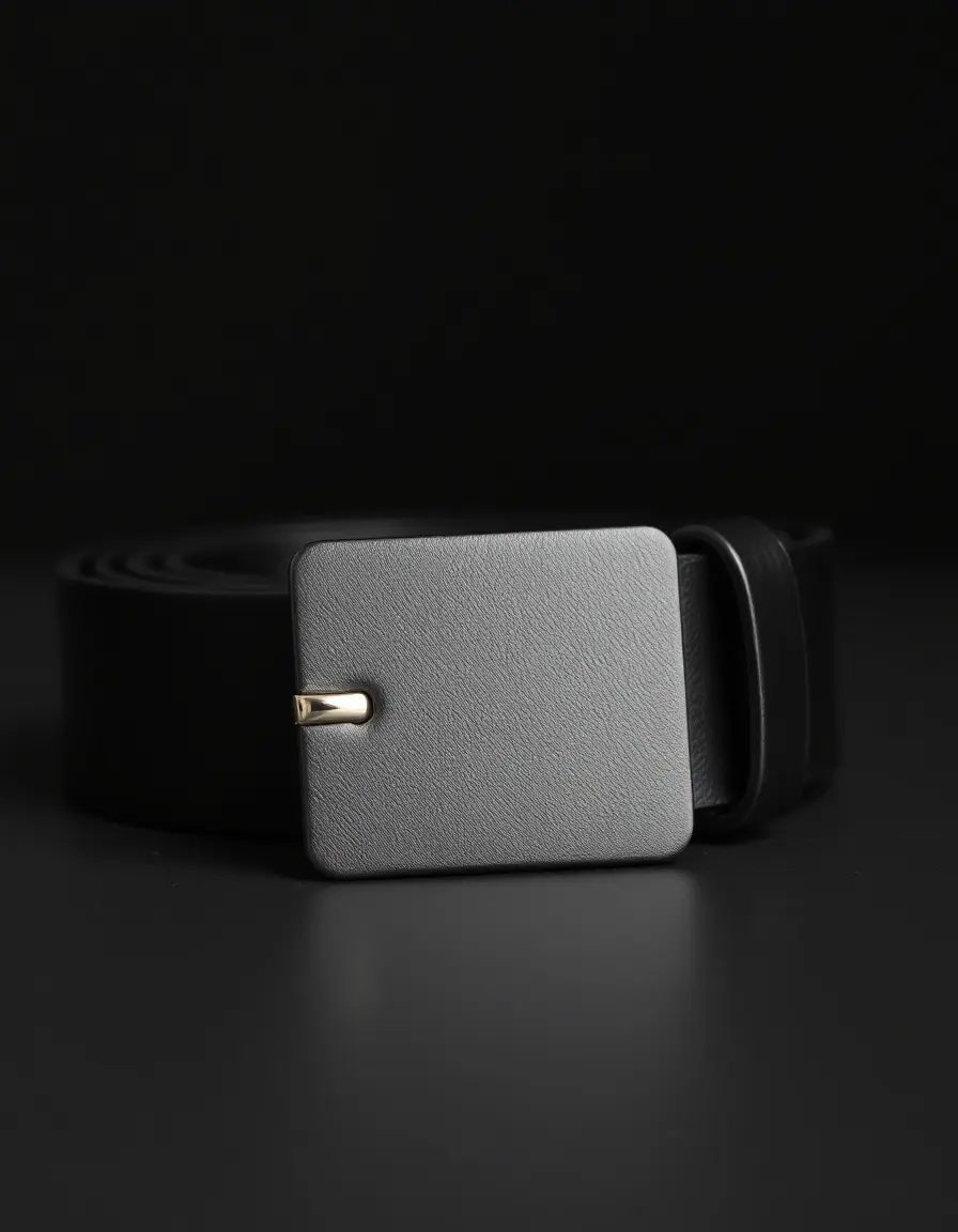 Designer inspired black leather belt with gold buckle