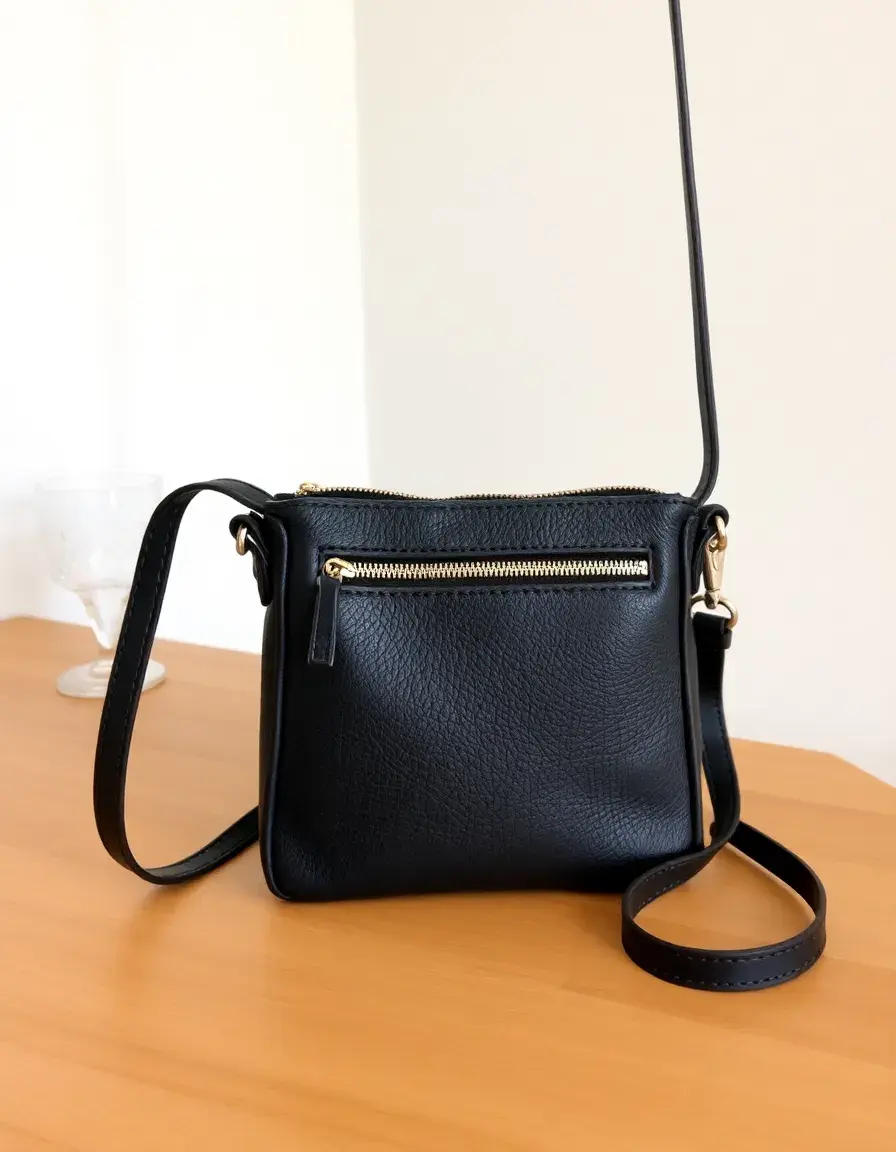 Small black leather crossbody bag for daily use
