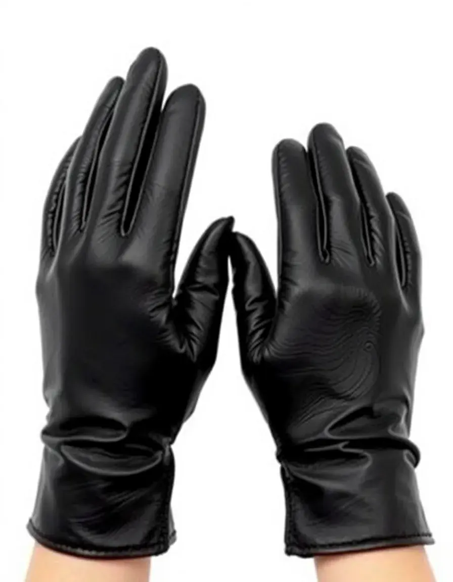 Sleek black fashion leather gloves