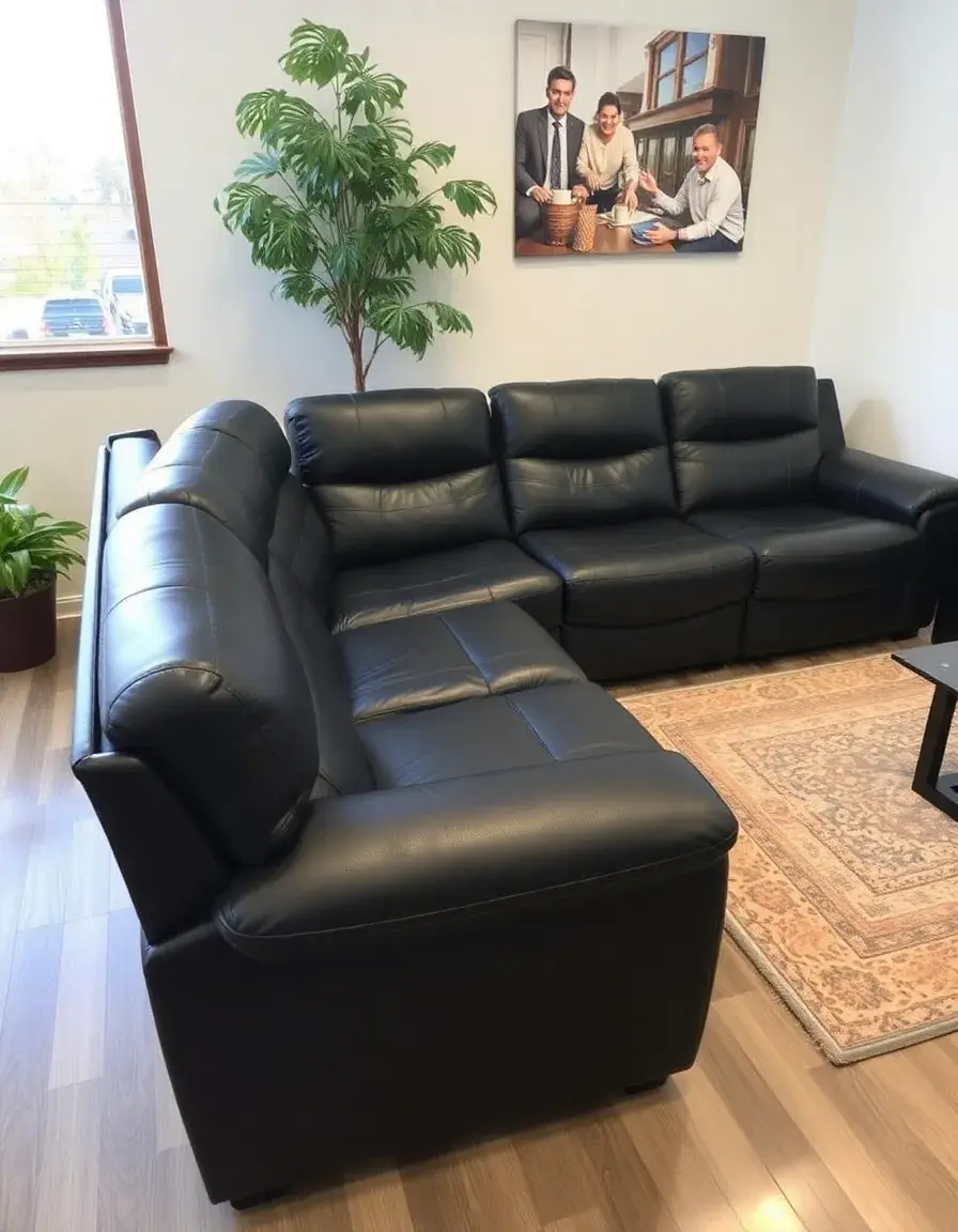 Black reclining leather sectional